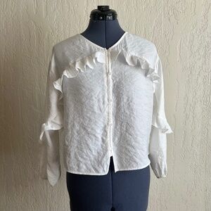 Zara Ruffled Shimmery Button Down Girls Sz 13-14